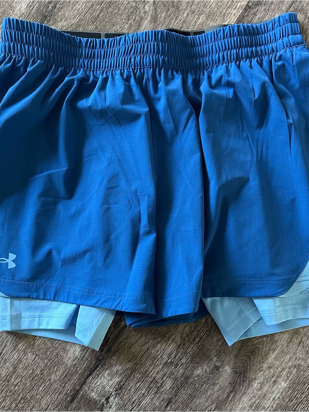 Under Armour Elevated 2-in-1 Athletic Shorts Mens XL Blue Vanish Woven 1383345